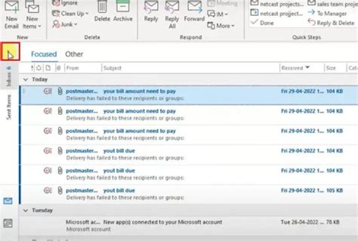 Can't see folders in outlook?
