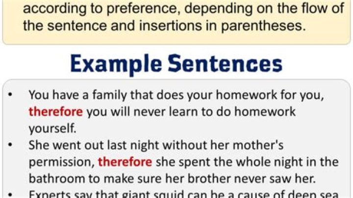 Has therefore in a sentence?