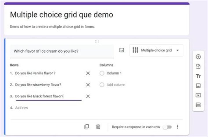 In google forms what is multiple choice grid?