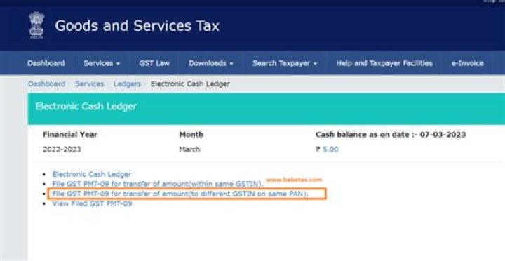 Where is pmt 09 in gst portal?