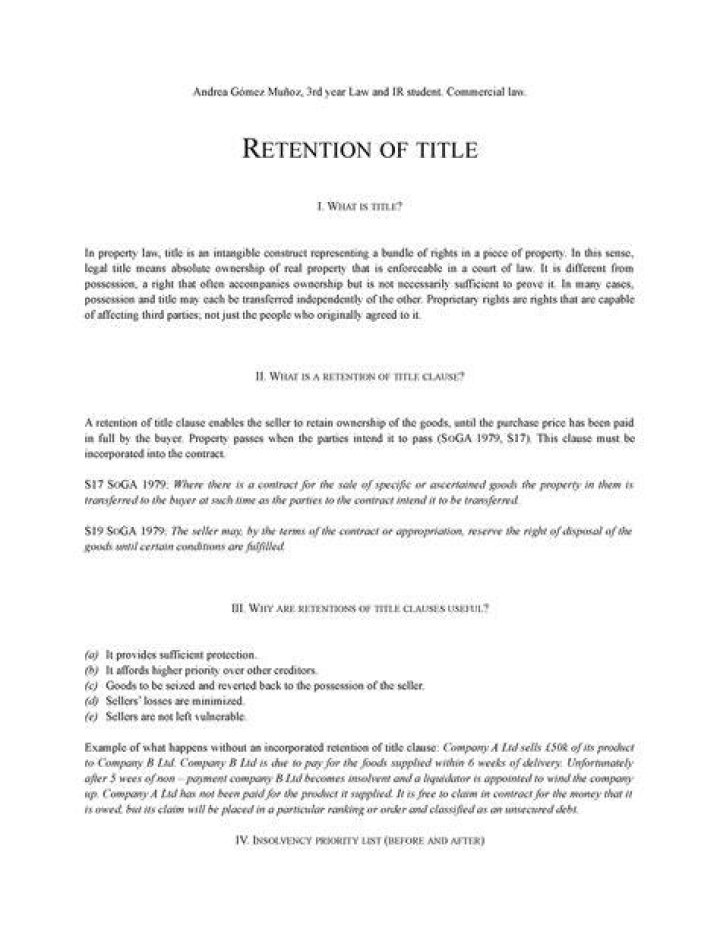 Which retention of title?