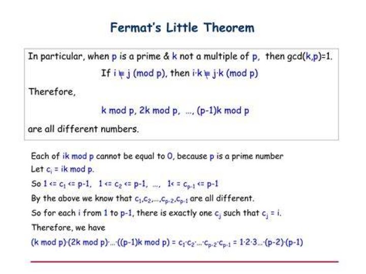 Who proved fermat's little theorem?